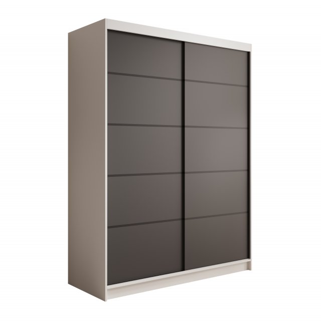 SW-CAL 150 cm Schwebetürenschrank,Weiß matt/Schwarz matt