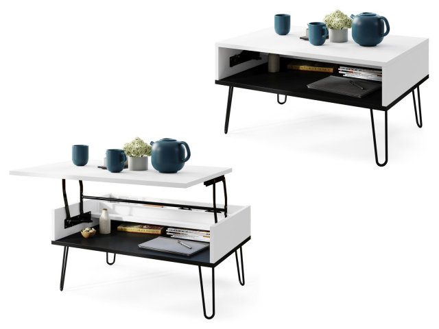 HAIRPIN S-90 Coffee table,White Matt/Black Mat