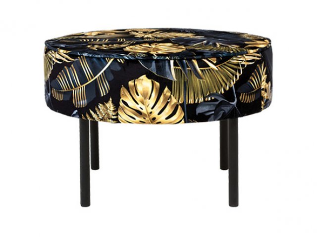 Lafu Pouf (Print Monstera 02 Gold Black)