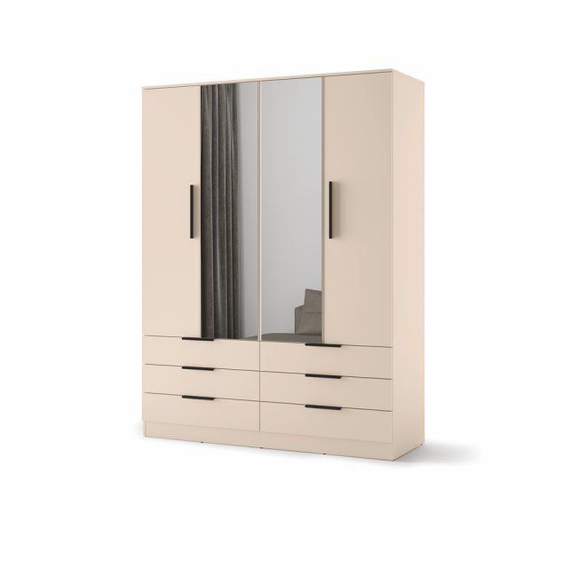 AVERA AV-01 Kleiderschrank mit 6 Türen und 6 Schubladen,Wüstensand