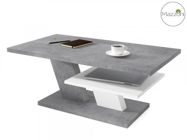 CLIFF law Журнальный столик с полкой,бетон/матовый белый