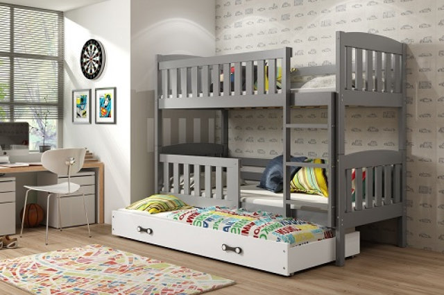 Cubus 3 Triple bunk bed with mattress 200x90 graphite