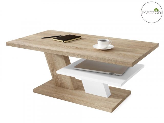 CLIFF law Журнальный столик с полкой,дуб сонома/матовый белый