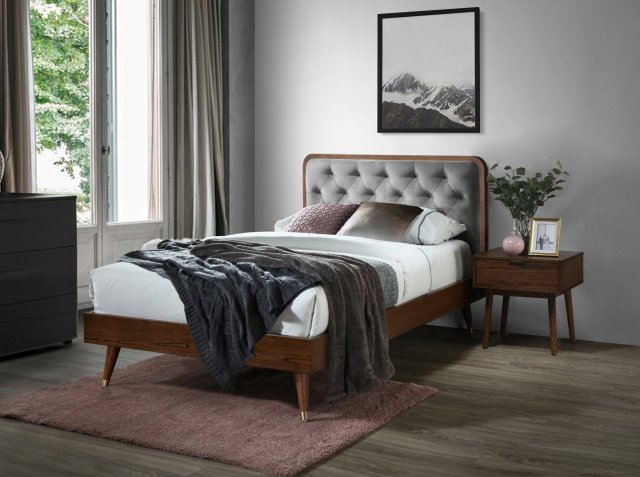 28881,LOZ 120 Gulta ar redelēm (pelēks/rieksts)