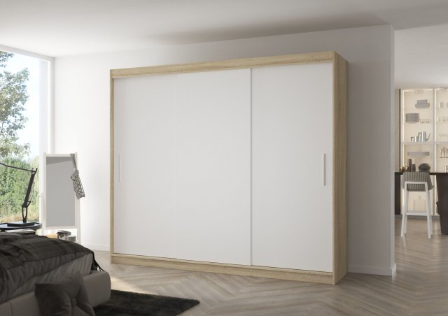 Antos 250 Sonoma/white Skapis ar bīdāmām durvīm
