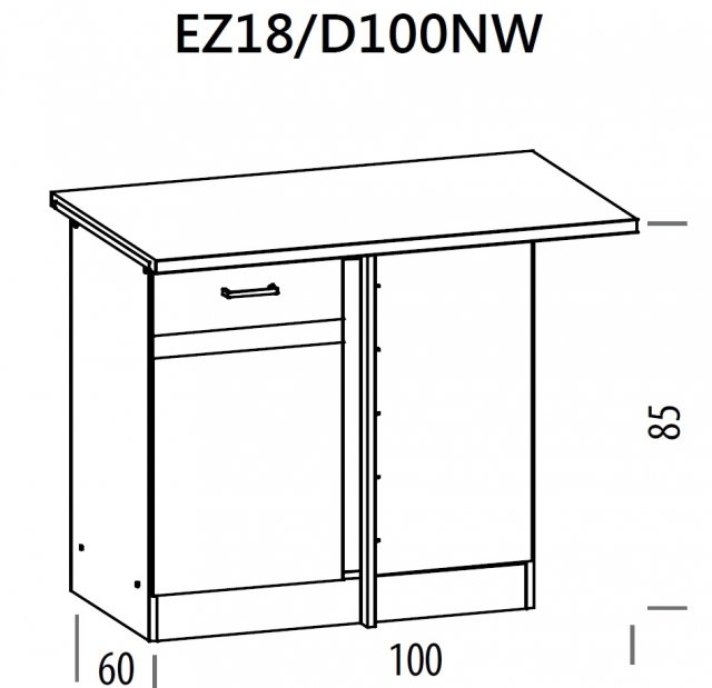 Eliza EZ18/D100NW L/P 100 cm Grīdas stūra skapītis