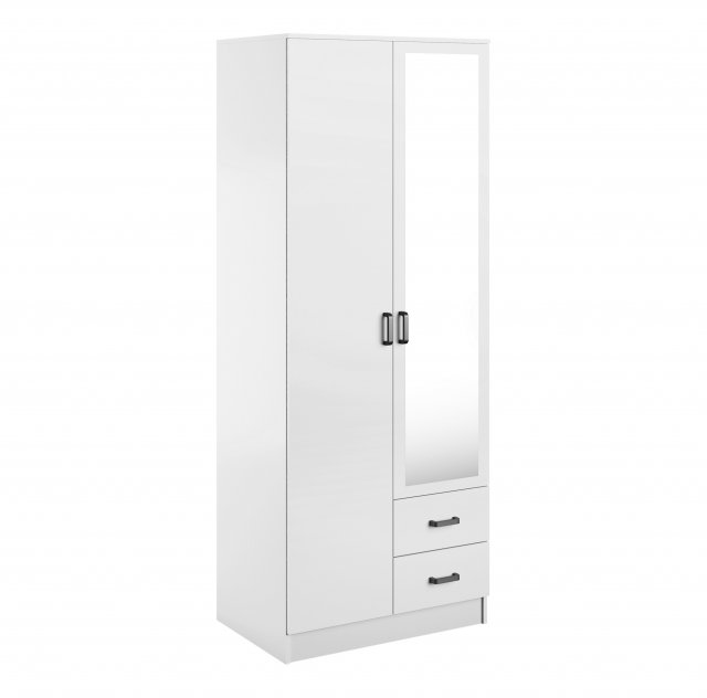 Kami-SZF 2d2s Wardrobe with mirror,white