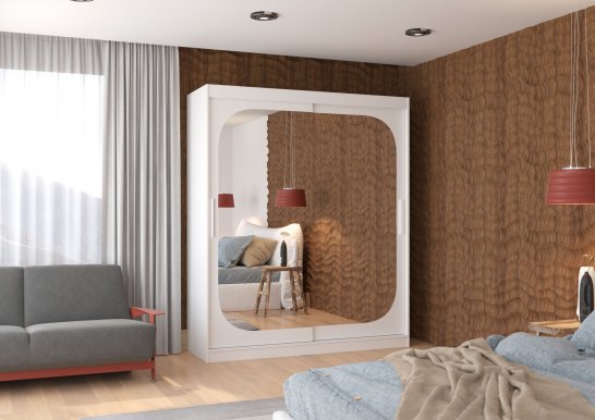SW-ARI W-180 Sliding wardrobe with mirror,White matt