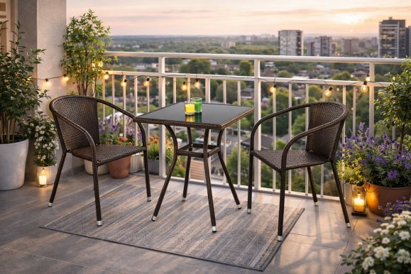 Dārza mēbeļu komplekts Galds MOBIL+2 krēsli MIDAS Tumši brūns