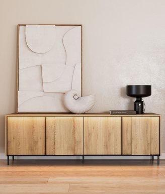 TIVOLI TI-05 TV skapis ar apgaismojumu,Cremona Torro ozols/melns