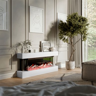 CAMIN MODERN 1 RTV white + kamin ТВ тумба