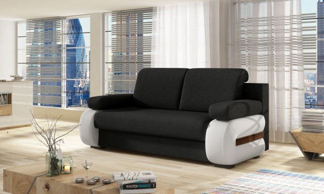 LA-12 Dīvāns-gulta (Sawana 14/Soft 17 melns/balts)