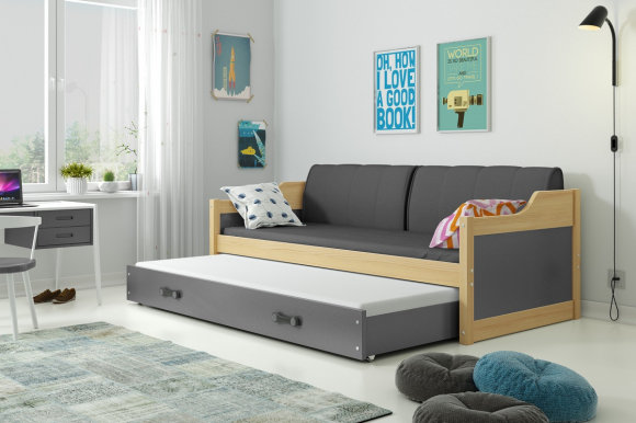 David II 190x80 Twin bed with mattress pine