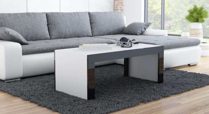 Tess 120x60 Coffee table Body white mat,Panel black gloss