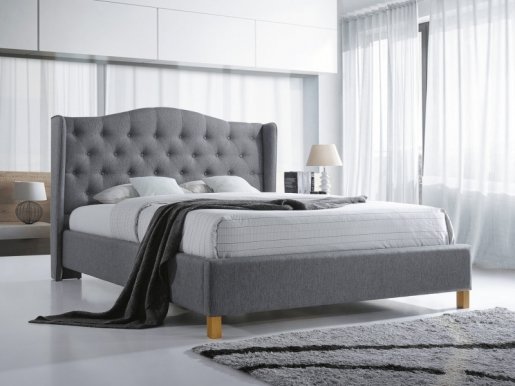 Aspen 140 Bed with wooden frame (Grey)