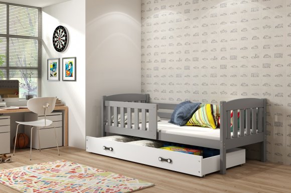 Cubus 1 Bērnu gulta ar matraci 190x80 grafīts