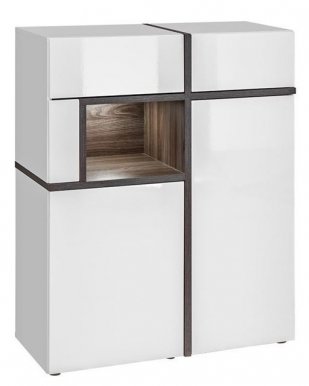 Cross WSN+LED Glass-fronted cabinet Brown/white gloss