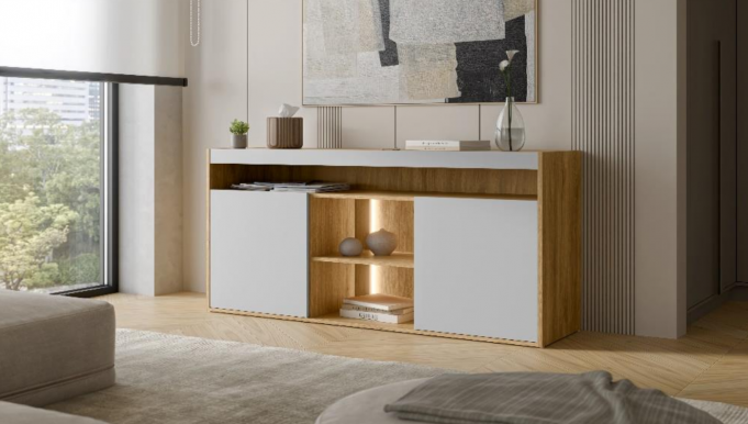 Fiore 150 2D Kommode,Taiga-Eiche/Grau