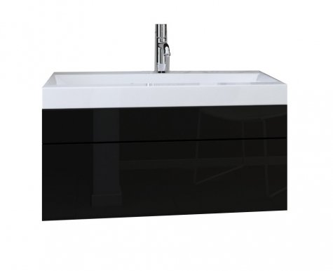 DR/LU 80 Шкаф навесной для ванной под раковину black/black gloss