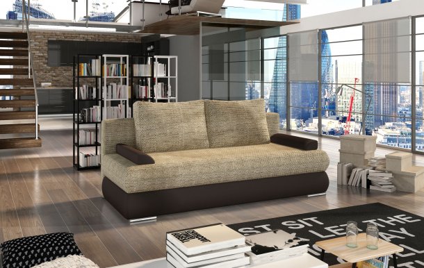 MIL- 09 Sofa-bed (Berlin 03/ Soft 66 beige/brown)