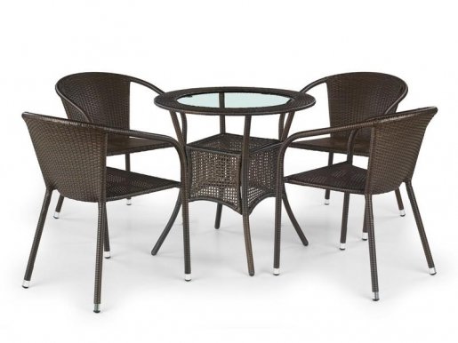 Комплект уличной мебели Стол MIDAS + 4 стула MIDAS Темно-коричневый