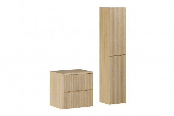 Nordic-Cremona Badmöbel-Set 60cm mit Waschtischplatte und Hochschrank