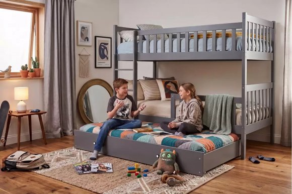 Cubus 3 Triple bunk bed with mattress 200x90 graphite