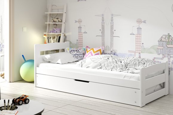 ERNIE- 1 Bērnu gulta ar matraci 200x90 Balts