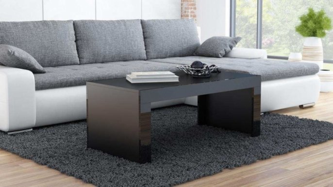 Tess 120x60 Coffee table Body black mat,Panel black gloss