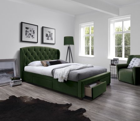 Sabrina 160x200 Двуспальная кровать с основанием для матраса темно-зеленый