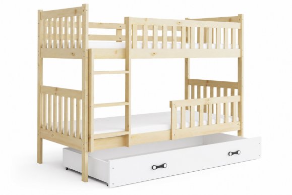 Cubus 2 Etagenbett Hochbett 190x90 mit 2 Matratzen und 1 Schubladen,Kiefer