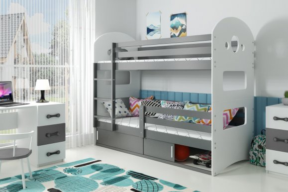 Domenik Bunk bed with mattress 160x80 graphite/graphite