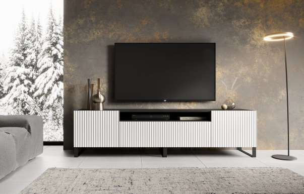 NOES BW RTV 200 cm TV Skapis,Melns matēts/Balts matēts