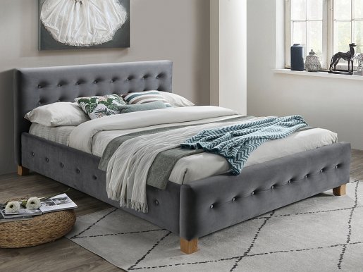 Barcelona 160X200 Двуспальная кровать с основанием для матраса (velvet серый)