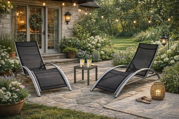 18728 Set mit 2 Sonnenliegen + Tisch