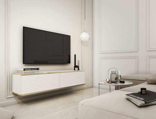 ORO- MDF RTV-135 TV-Wandschrank Weiß