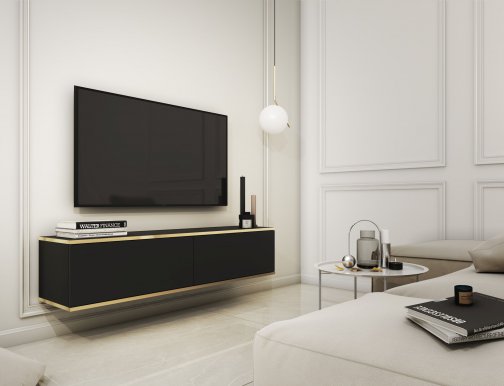 ORO- RTV-135 Wall Mounted TV Cabinet Black