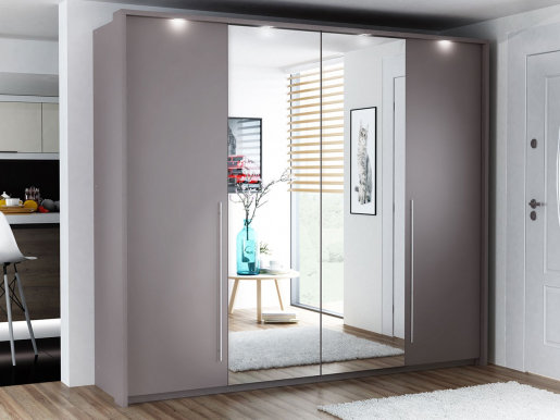 Brema 255 Sliding door wardrobe with lighting (lava)