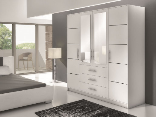 Bali/ D4 Wardrobe with mirror (white)