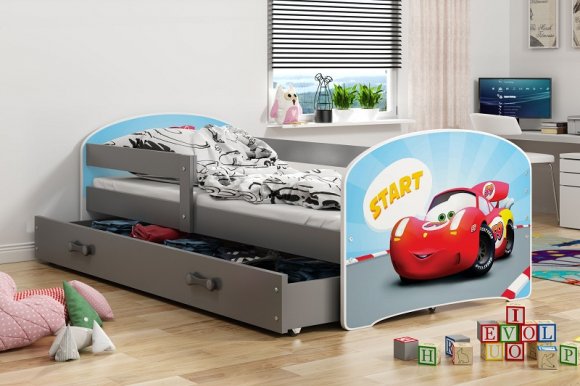Luki 1 Bērnu gulta ar matraci 160x80 grafīts