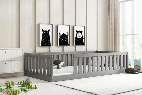 Montessori Bed with mattress 190x90 Graphite