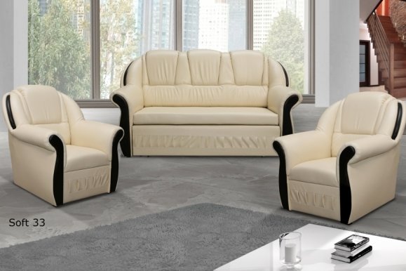 KLO-3+1+1 Komplekts Dīvāns ar krēsliem (Soft 33 bēšs)
