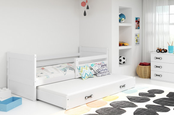 Riko II 200x90 Bērnu gulta ar diviem matračiem Balts