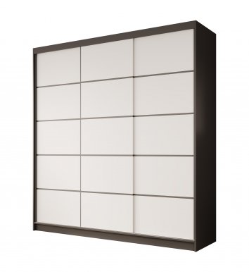 SW-GRE 200 cm Schwebetürenschrank,Schwarz matt/Weiß matt