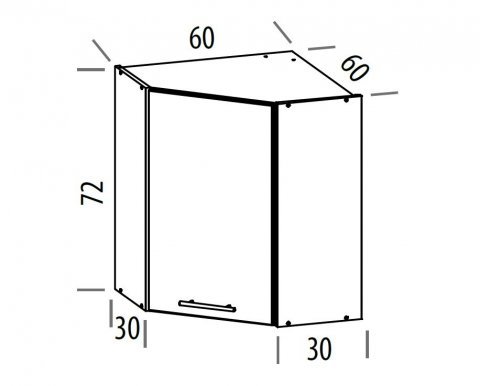 TIFANY T12/G60NW L/P Corner wall cabinet with shelfs