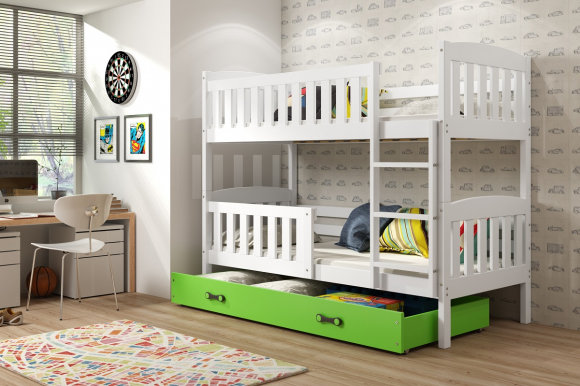 Cubus 2 Bunk bed with mattress 190x80 white/green