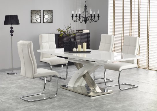 VCH-SAN 2-ST WHITE Обеденный стол (раздвижной) glass-extra white