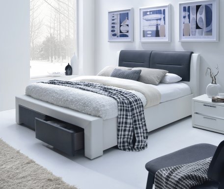 CASSANDRA S 160 Divguļamā gulta ar redelēm (balts/melns)