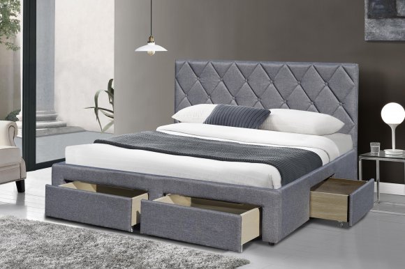 BETINA 160 Bed with box (Grey)