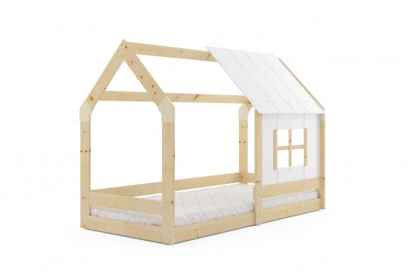 HOUSE- WITH A WINDOW Bērnu gulta ar matraci 160x80,priede